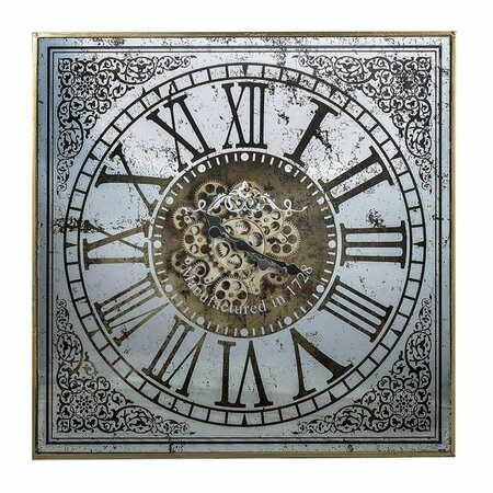 HOMEROOTS Silver & Gold Antique Style Square Wall Clock 401294